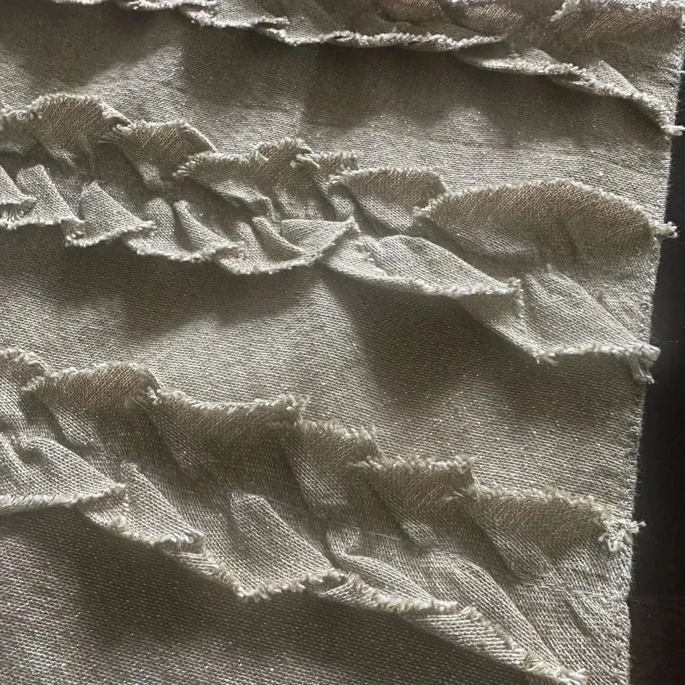 Nicole Miller Sand Colored Ruffled Table Runner